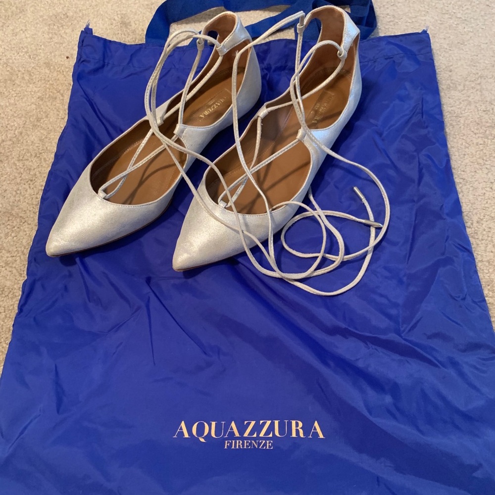 Aquazzura christy flats silver size 37